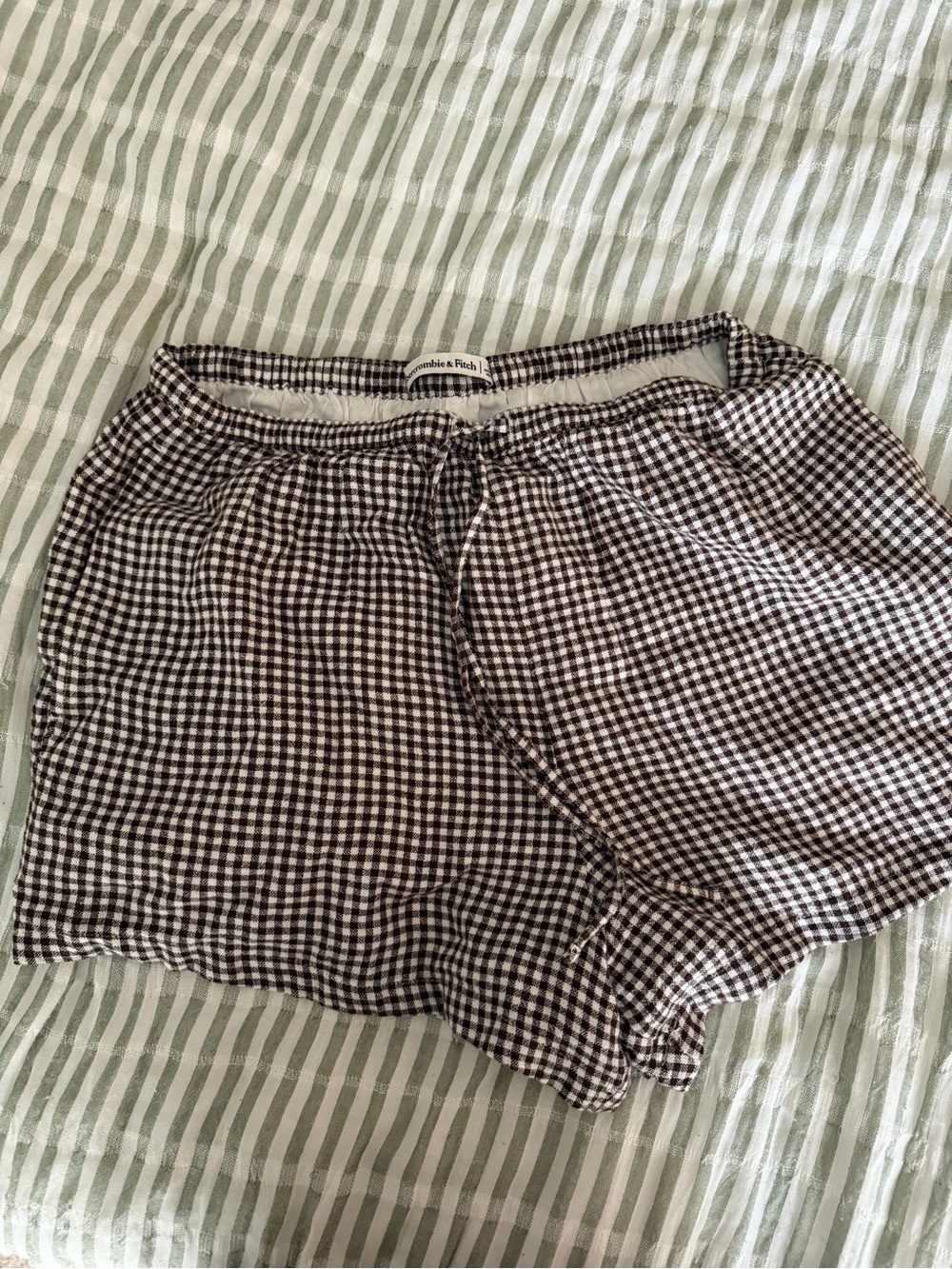 Abercrombie & Fitch Dark Brown and White Gingham Athletic Shorts
